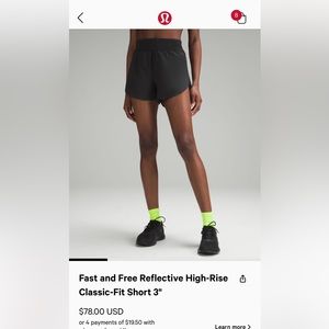 Lululemon Fast and free black running shorts